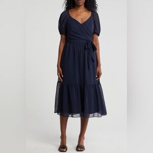 Julia Jordan Surplice navy blue Midi Dress/size 10
